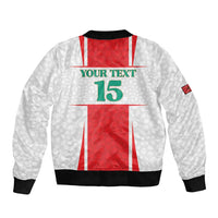 Custom Morocco Football Sleeve Zip Bomber Jacket Go Champions Atlas Lions - White - Wonder Print Shop