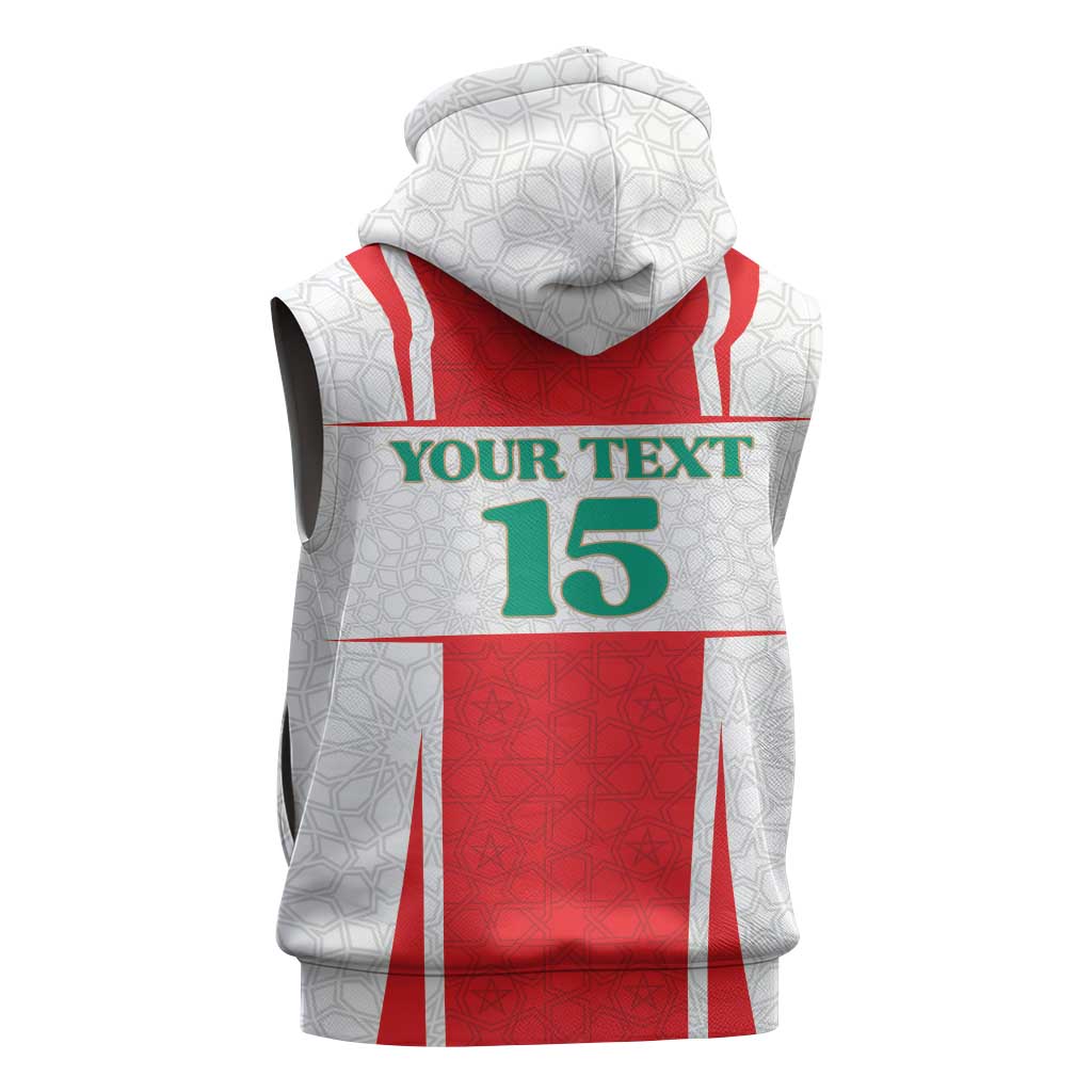 Custom Morocco Football Sleeveless Hoodie Go Champions Atlas Lions - White - Wonder Print Shop