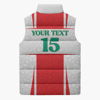 Custom Morocco Football Sleeveless Puffer Jacket Go Champions Atlas Lions - White - Wonder Print Shop