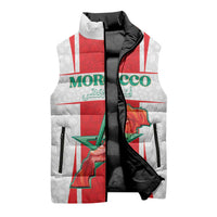 Custom Morocco Football Sleeveless Puffer Jacket Go Champions Atlas Lions - White - Wonder Print Shop