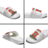 Morocco Football Slide Sandals Go Champions Atlas Lions - White - Wonder Print Shop
