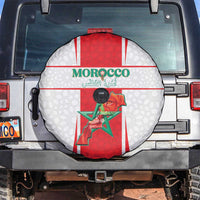 Morocco Football Spare Tire Cover Go Champions Atlas Lions - White - Wonder Print Shop