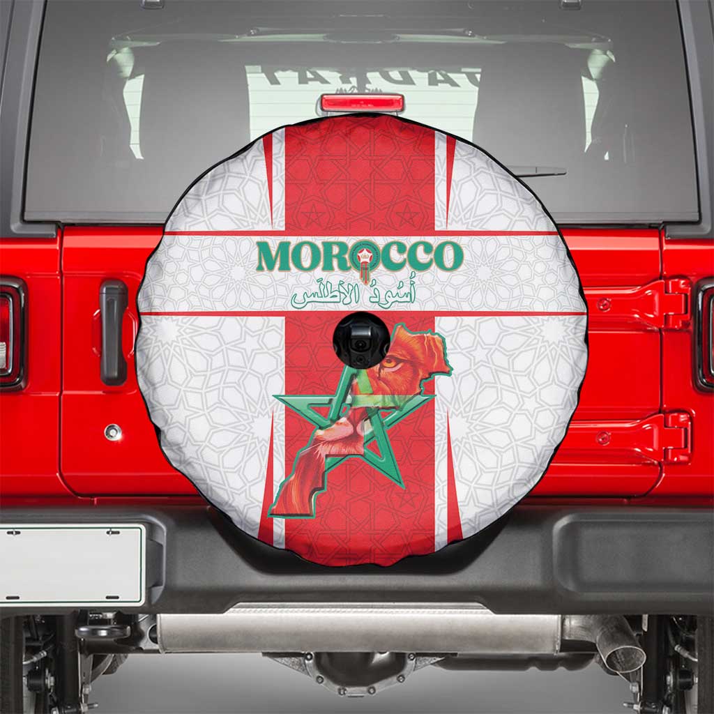Morocco Football Spare Tire Cover Go Champions Atlas Lions - White - Wonder Print Shop