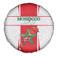 Morocco Football Spare Tire Cover Go Champions Atlas Lions - White - Wonder Print Shop