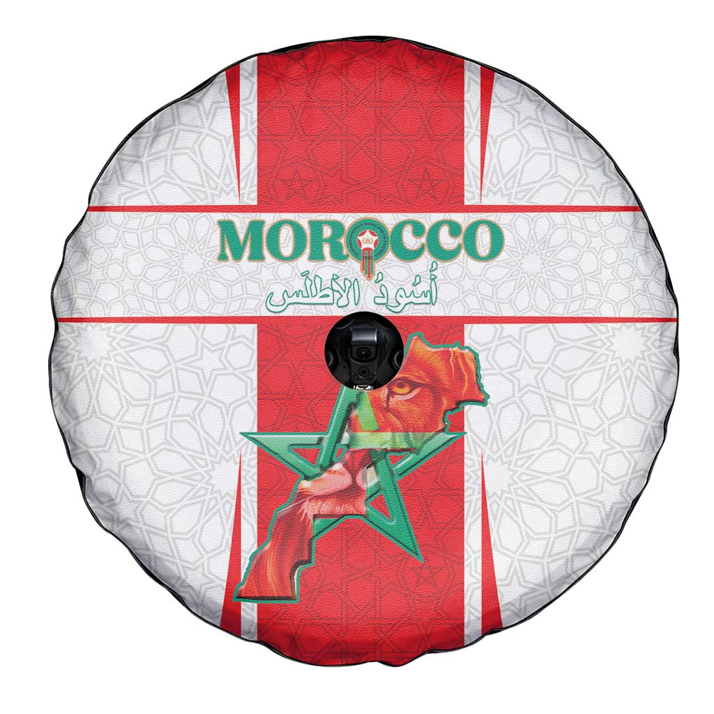 Morocco Football Spare Tire Cover Go Champions Atlas Lions - White - Wonder Print Shop