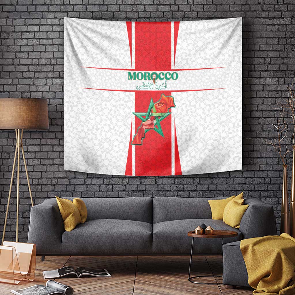 Morocco Football Tapestry Go Champions Atlas Lions - White - Wonder Print Shop
