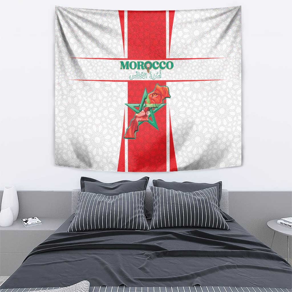 Morocco Football Tapestry Go Champions Atlas Lions - White - Wonder Print Shop