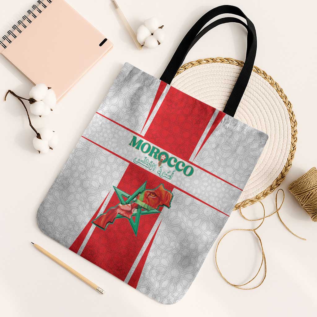Morocco Football Tote Bag Go Champions Atlas Lions - White - Wonder Print Shop