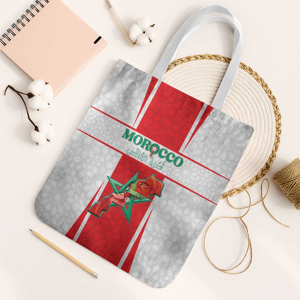 Morocco Football Tote Bag Go Champions Atlas Lions - White - Wonder Print Shop