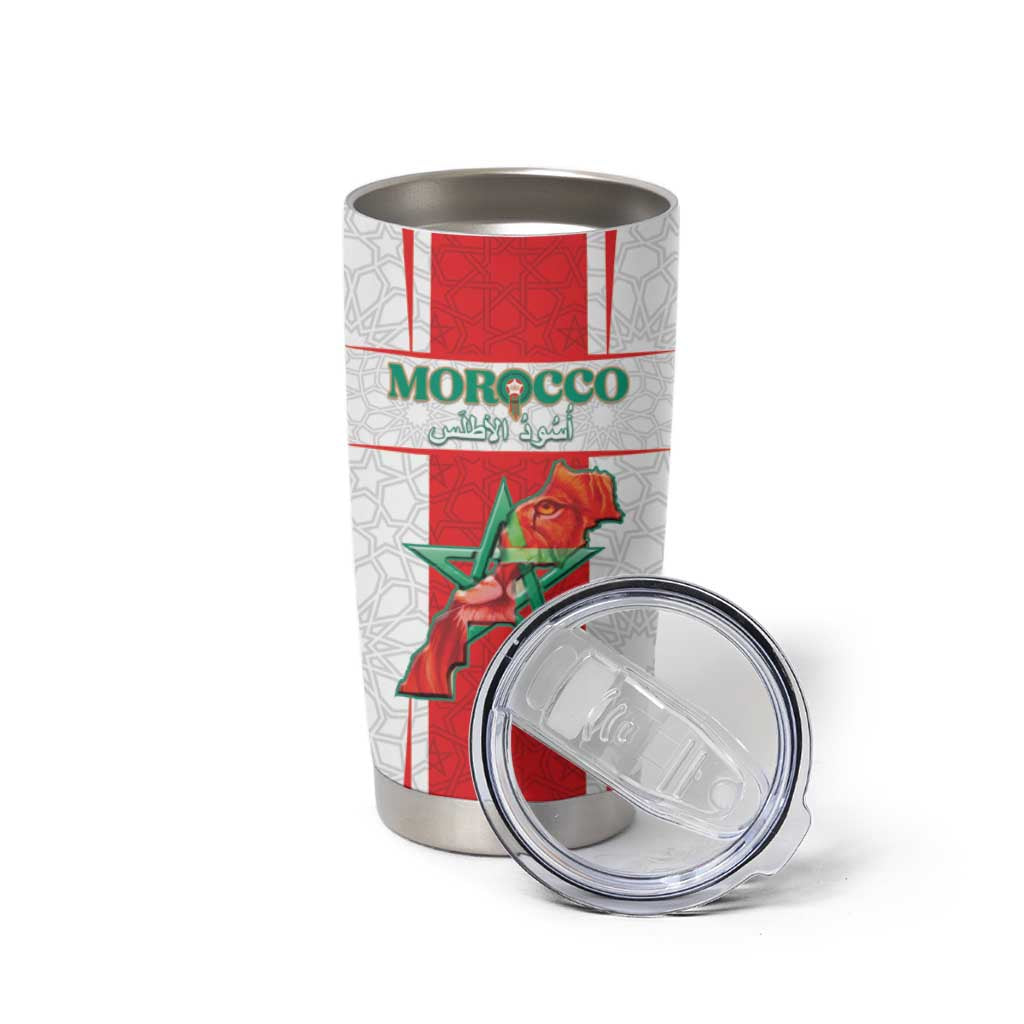 Custom Morocco Football Tumbler Cup Go Champions Atlas Lions - White - Wonder Print Shop