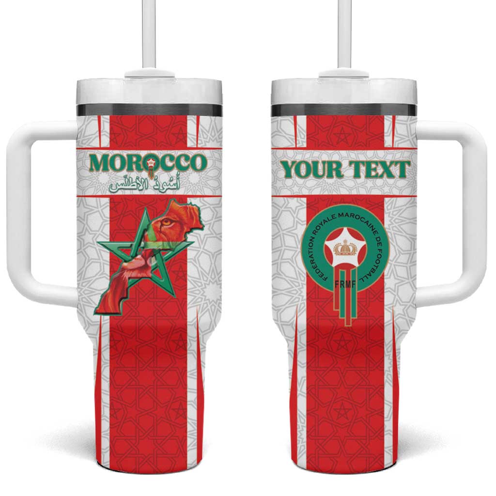Custom Morocco Football Tumbler With Handle Go Champions Atlas Lions - White - Wonder Print Shop
