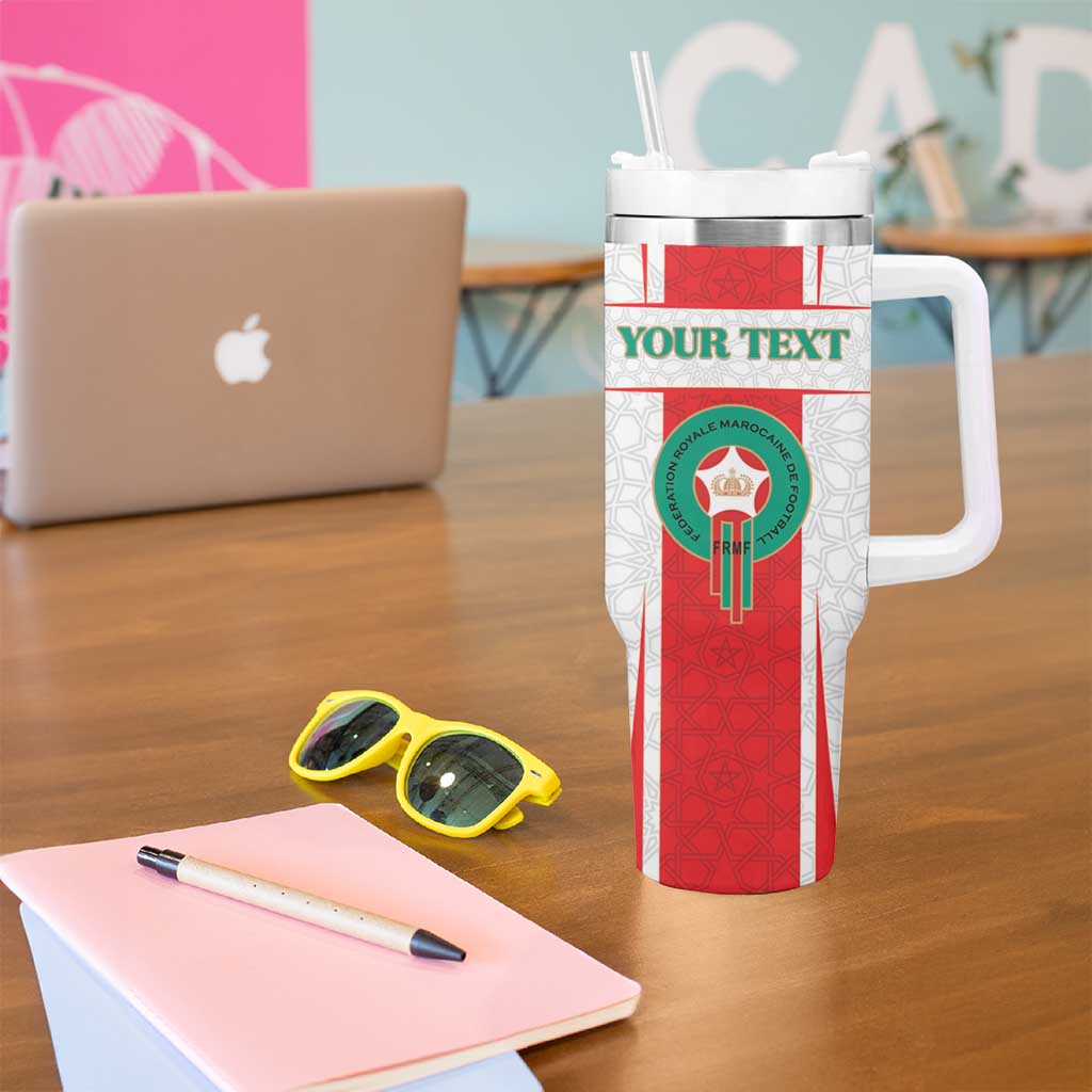 Custom Morocco Football Tumbler With Handle Go Champions Atlas Lions - White - Wonder Print Shop
