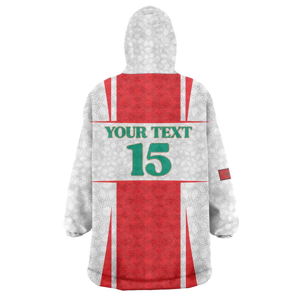 Custom Morocco Football Wearable Blanket Hoodie Go Champions Atlas Lions - White - Wonder Print Shop