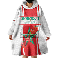 Custom Morocco Football Wearable Blanket Hoodie Go Champions Atlas Lions - White - Wonder Print Shop