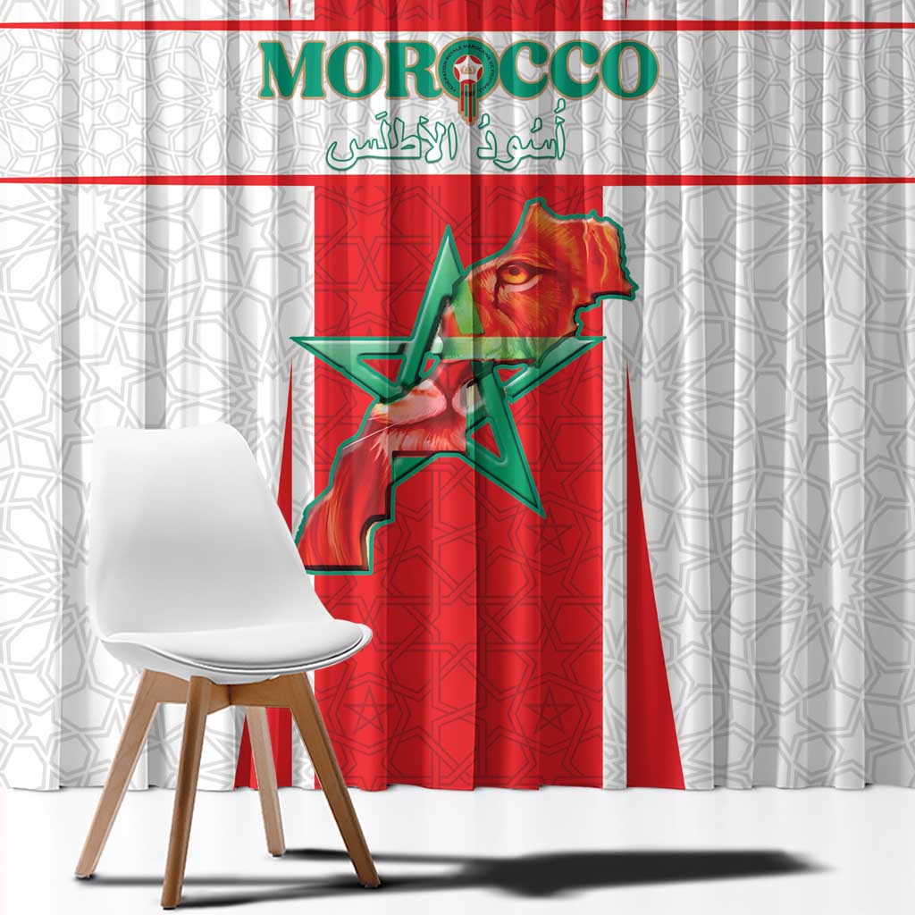 Morocco Football Window Curtain Go Champions Atlas Lions - White - Wonder Print Shop