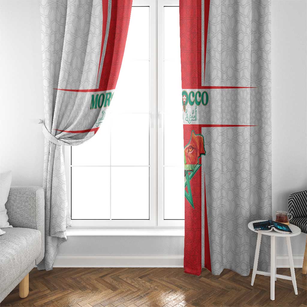 Morocco Football Window Curtain Go Champions Atlas Lions - White - Wonder Print Shop