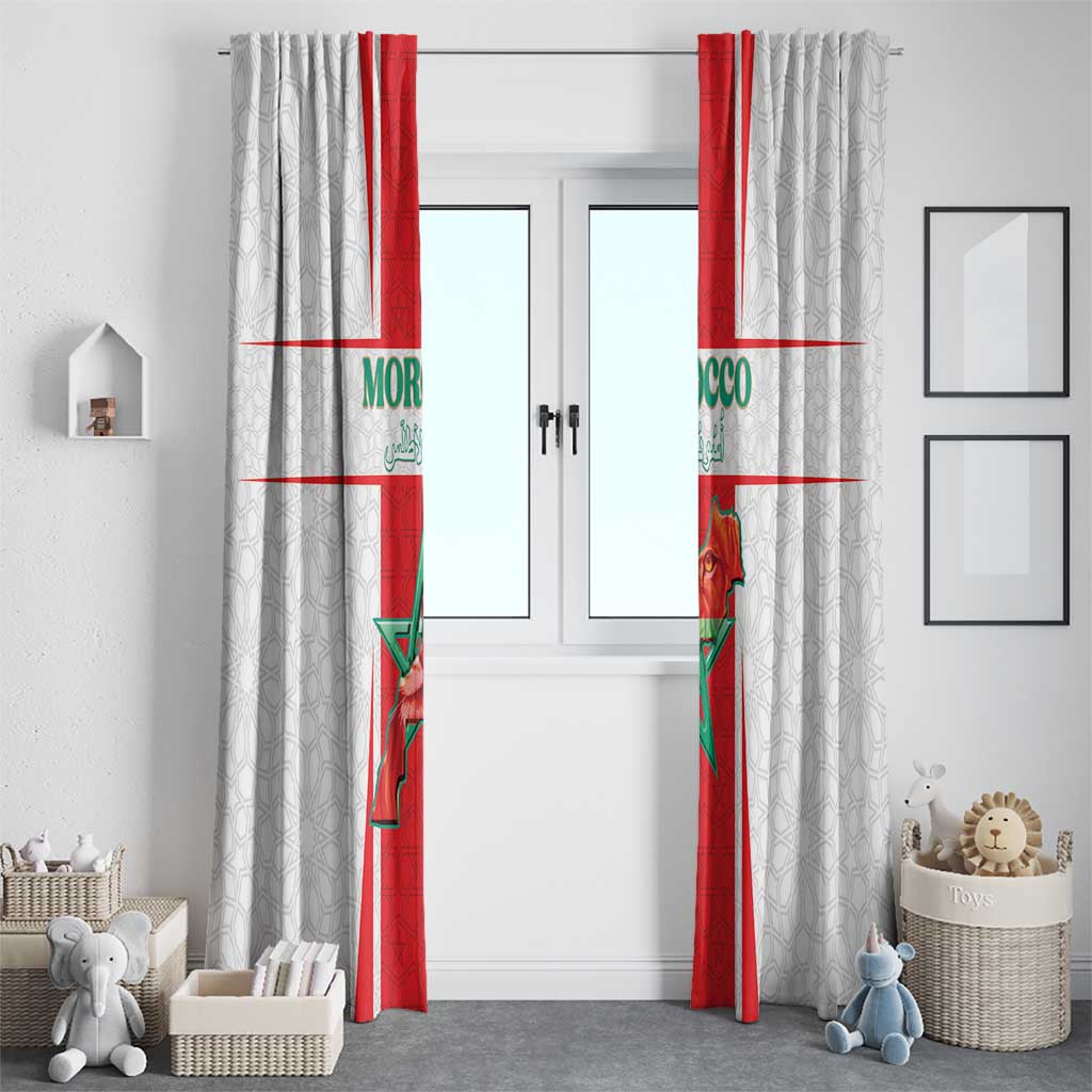 Morocco Football Window Curtain Go Champions Atlas Lions - White - Wonder Print Shop
