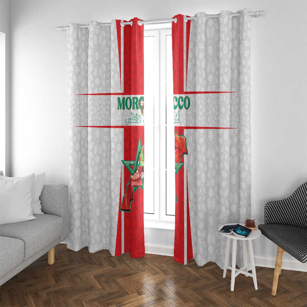 Morocco Football Window Curtain Go Champions Atlas Lions - White - Wonder Print Shop
