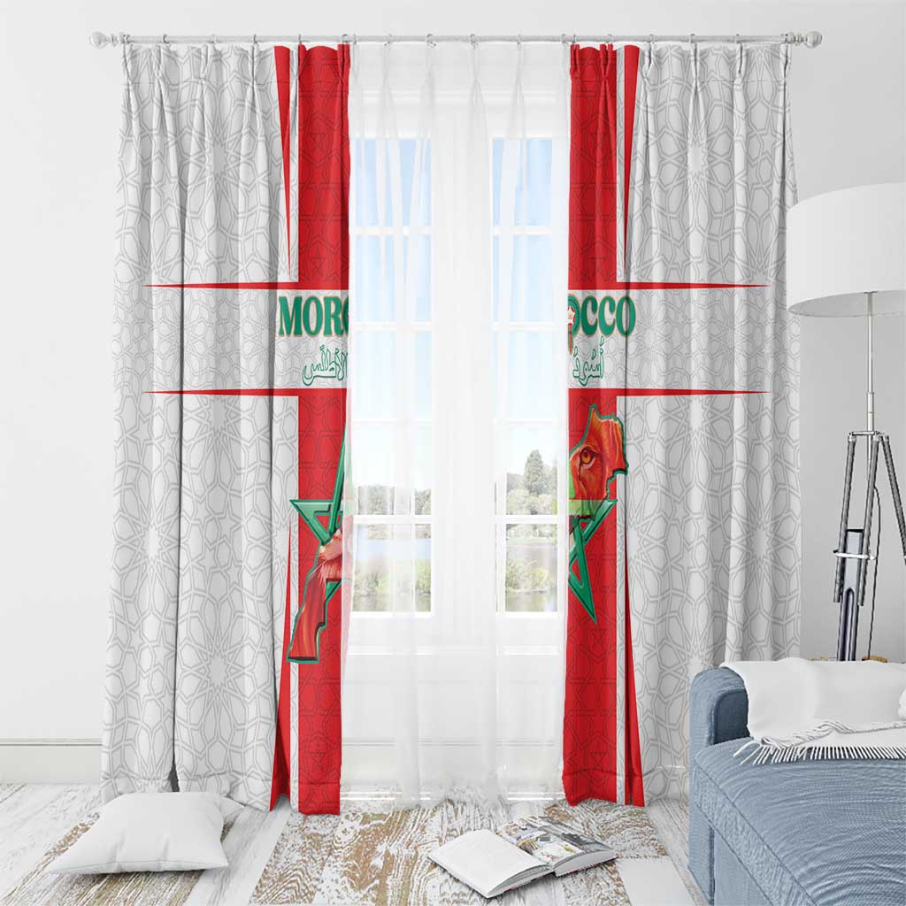 Morocco Football Window Curtain Go Champions Atlas Lions - White - Wonder Print Shop