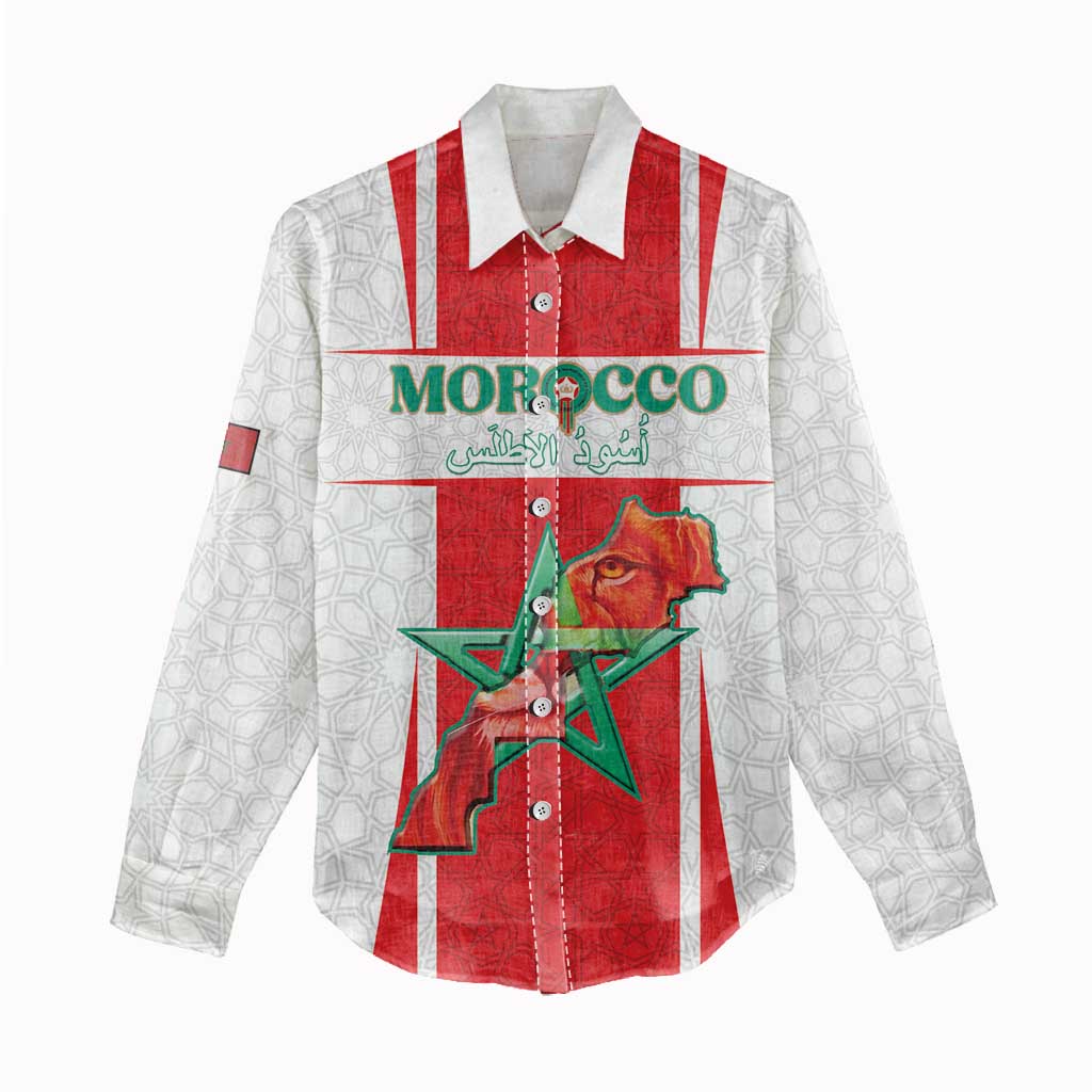 Custom Morocco Football Women Casual Shirt Go Champions Atlas Lions - White - Wonder Print Shop