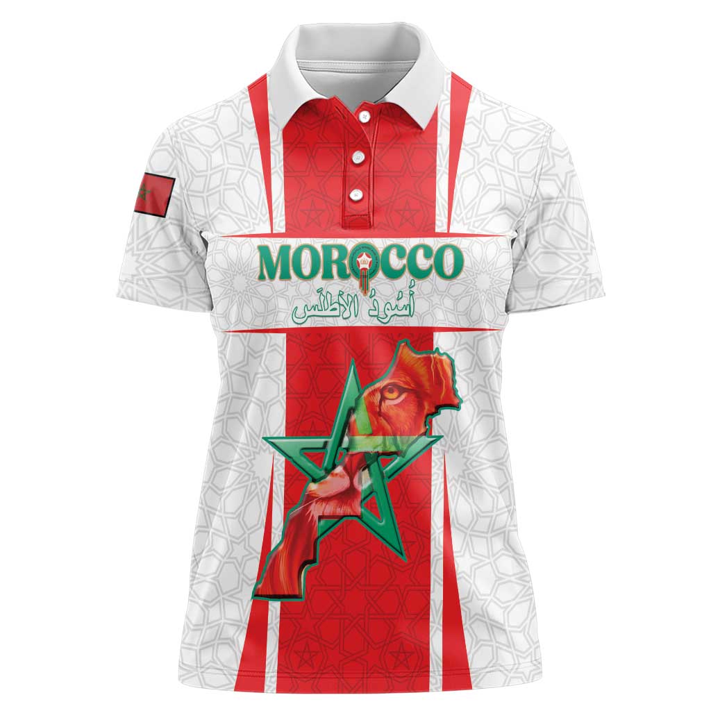 Custom Morocco Football Women Polo Shirt Go Champions Atlas Lions - White - Wonder Print Shop