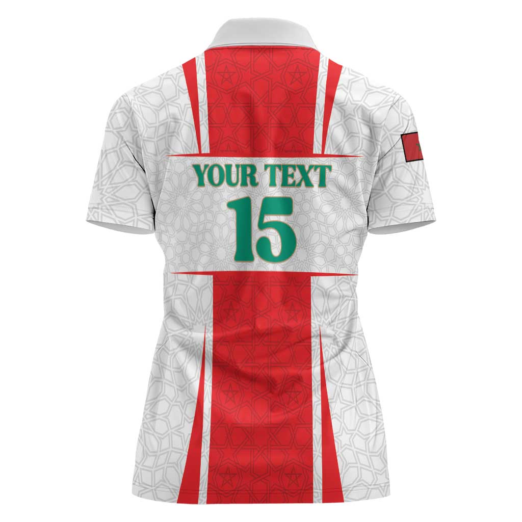 Custom Morocco Football Women Polo Shirt Go Champions Atlas Lions - White - Wonder Print Shop