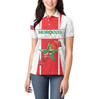 Custom Morocco Football Women Polo Shirt Go Champions Atlas Lions - White - Wonder Print Shop