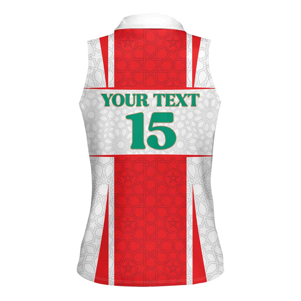Custom Morocco Football Women Sleeveless Polo Shirt Go Champions Atlas Lions - White - Wonder Print Shop