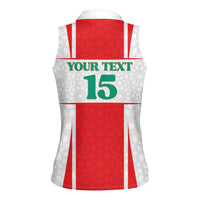 Custom Morocco Football Women Sleeveless Polo Shirt Go Champions Atlas Lions - White - Wonder Print Shop
