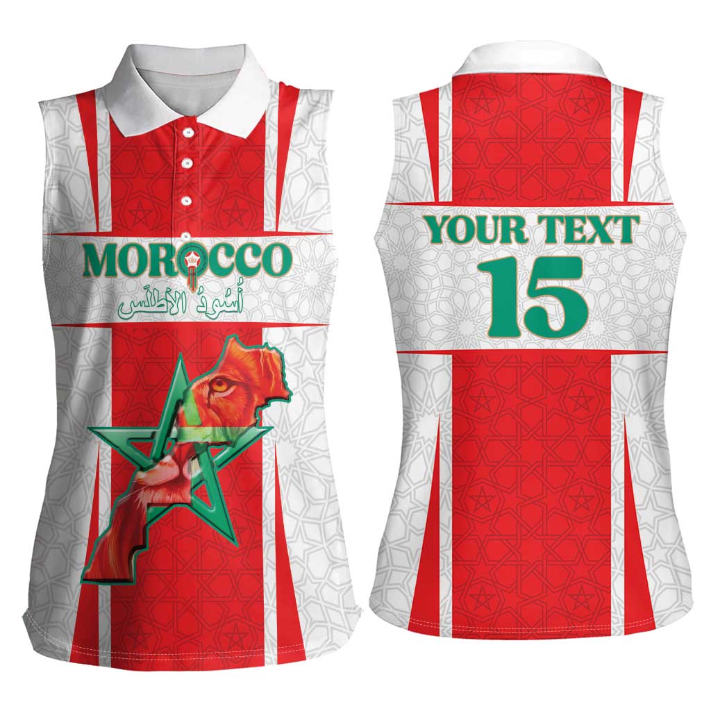 Custom Morocco Football Women Sleeveless Polo Shirt Go Champions Atlas Lions - White - Wonder Print Shop
