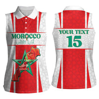 Custom Morocco Football Women Sleeveless Polo Shirt Go Champions Atlas Lions - White - Wonder Print Shop