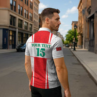 Custom Morocco Football Zipper Polo Shirt Go Champions Atlas Lions - White - Wonder Print Shop
