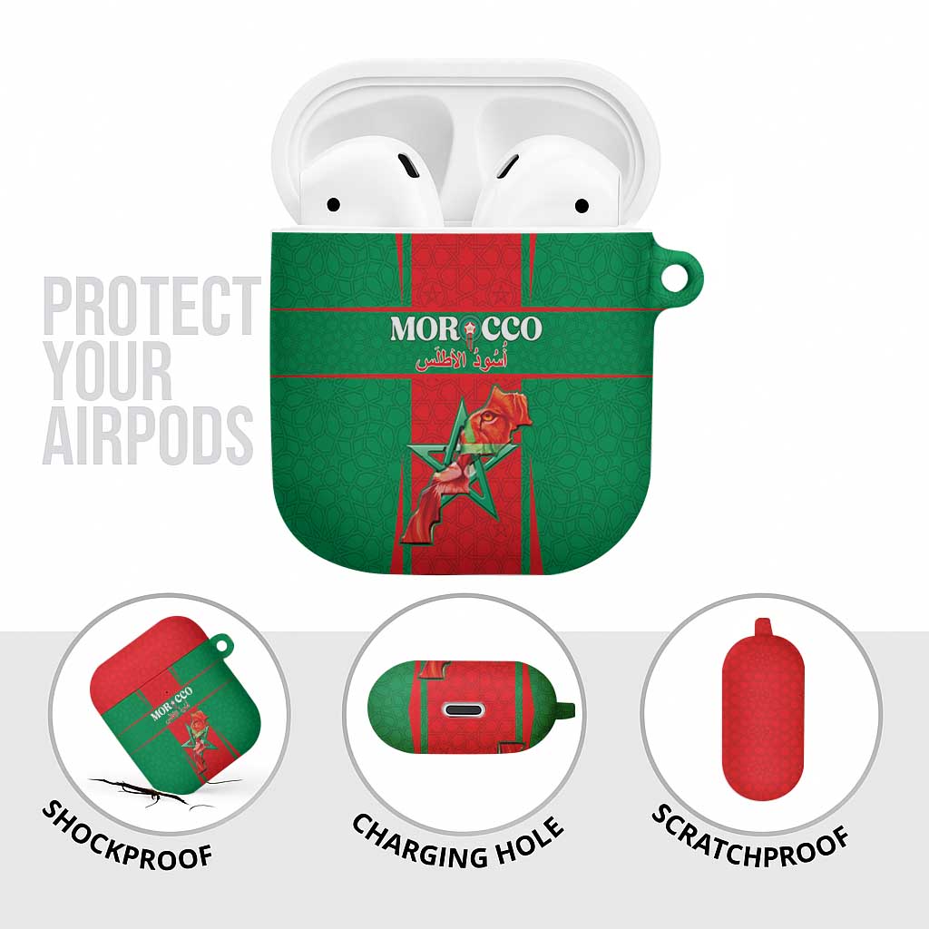 Morocco Football AirPods Case Go Champions Atlas Lions - Red - Wonder Print Shop