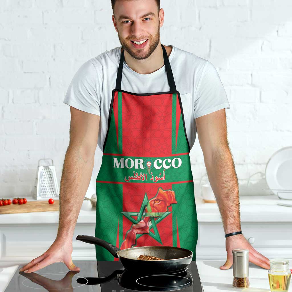 Morocco Football Apron Go Champions Atlas Lions - Red - Wonder Print Shop