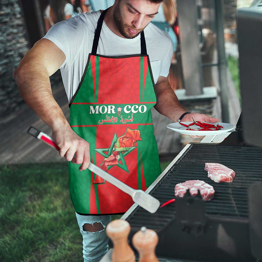 Morocco Football Apron Go Champions Atlas Lions - Red - Wonder Print Shop