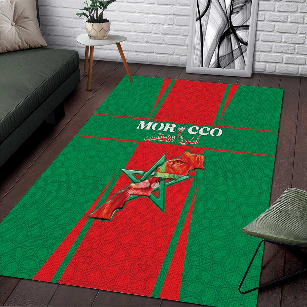 Morocco Football Area Rug Go Champions Atlas Lions - Red - Wonder Print Shop