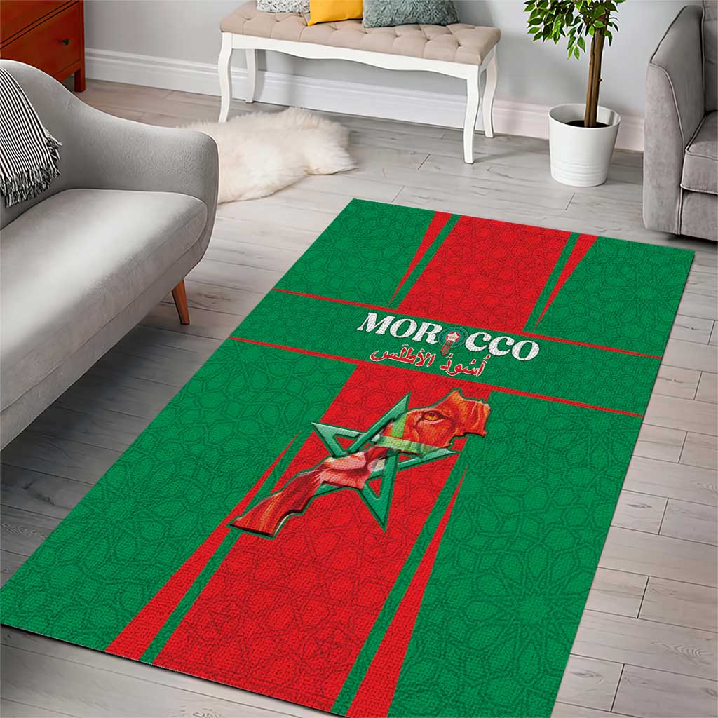 Morocco Football Area Rug Go Champions Atlas Lions - Red - Wonder Print Shop