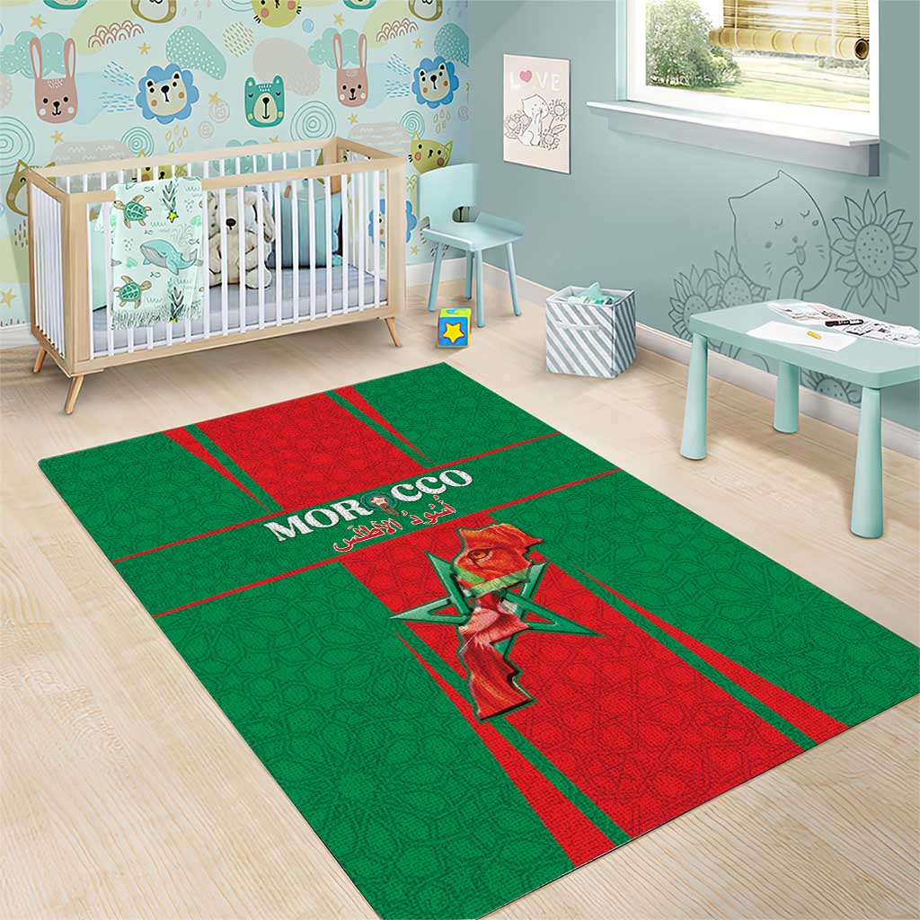 Morocco Football Area Rug Go Champions Atlas Lions - Red - Wonder Print Shop