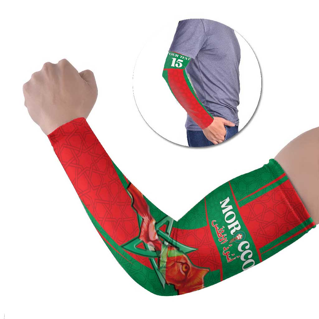 Custom Morocco Football Arm Sleeves Go Champions Atlas Lions - Red - Wonder Print Shop
