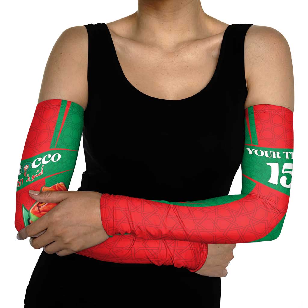 Custom Morocco Football Arm Sleeves Go Champions Atlas Lions - Red - Wonder Print Shop