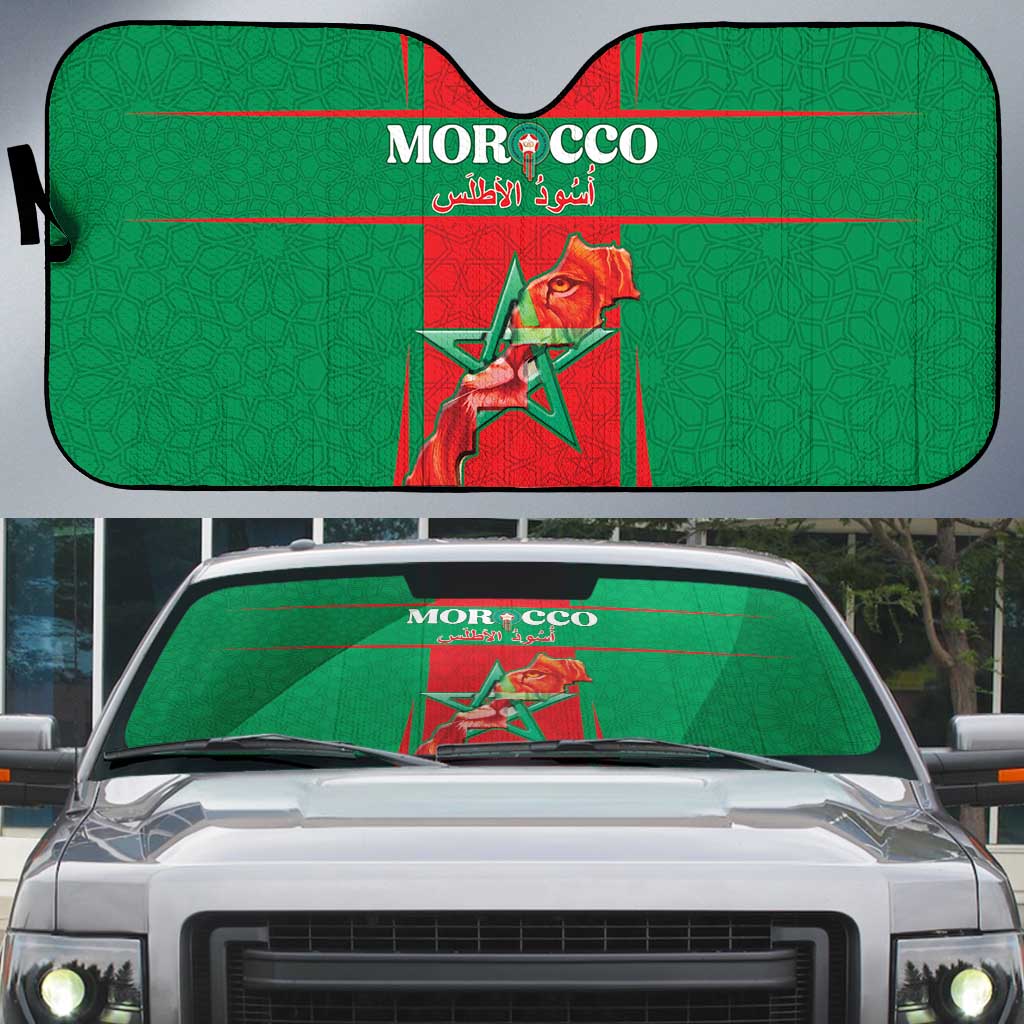 Morocco Football Auto Sun Shade Go Champions Atlas Lions - Red - Wonder Print Shop