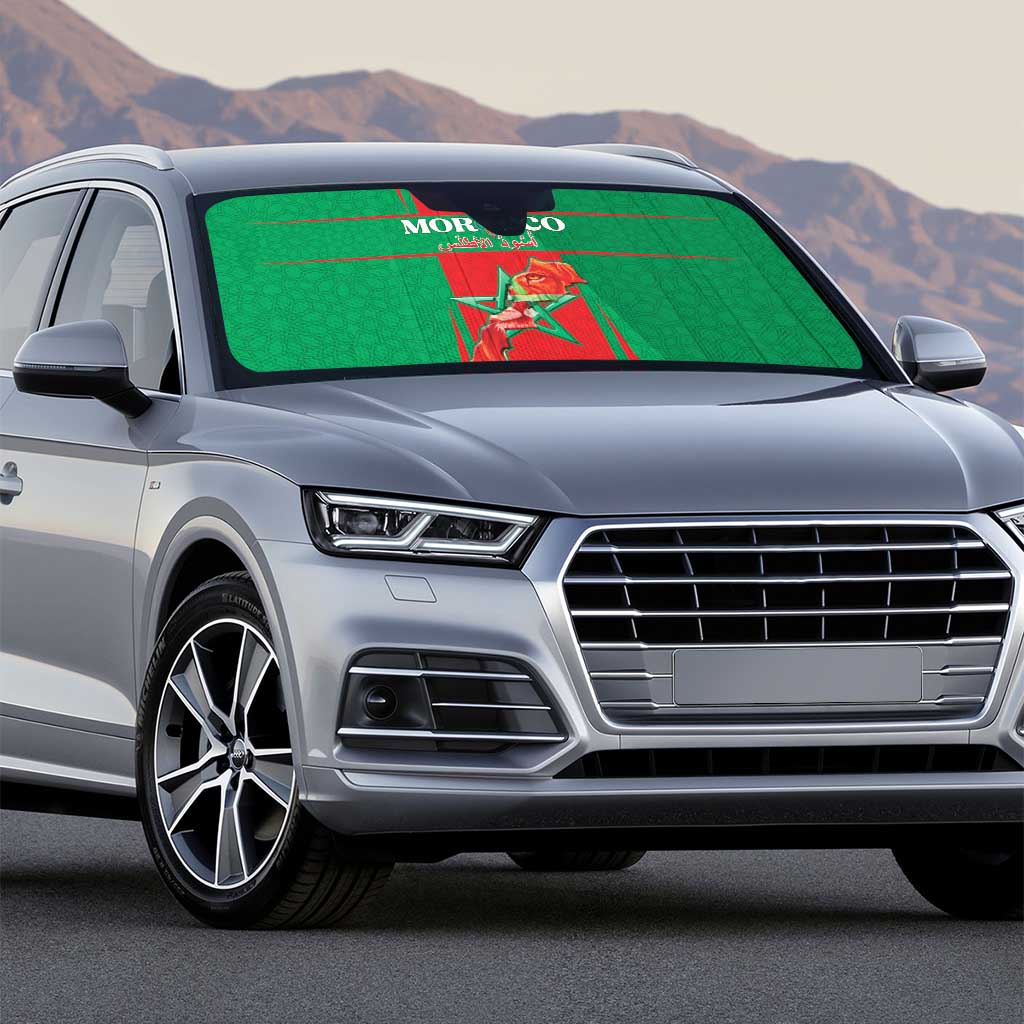 Morocco Football Auto Sun Shade Go Champions Atlas Lions - Red - Wonder Print Shop
