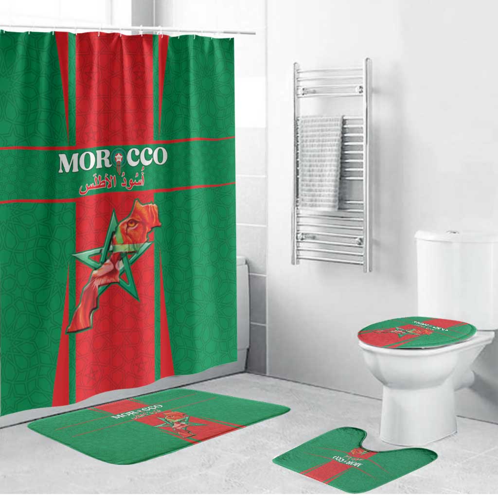 Morocco Football Bathroom Set Go Champions Atlas Lions - Red - Wonder Print Shop