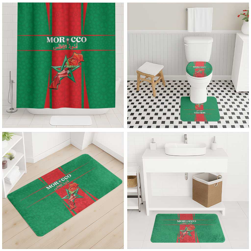 Morocco Football Bathroom Set Go Champions Atlas Lions - Red - Wonder Print Shop