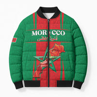 Custom Morocco Football Bomber Puffer Jacket Go Champions Atlas Lions - Red - Wonder Print Shop