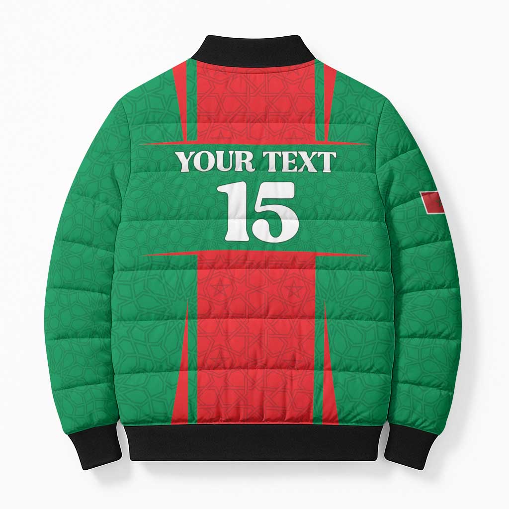Custom Morocco Football Bomber Puffer Jacket Go Champions Atlas Lions - Red - Wonder Print Shop