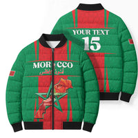 Custom Morocco Football Bomber Puffer Jacket Go Champions Atlas Lions - Red - Wonder Print Shop