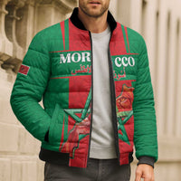 Custom Morocco Football Bomber Puffer Jacket Go Champions Atlas Lions - Red - Wonder Print Shop