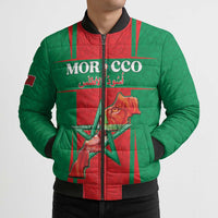 Custom Morocco Football Bomber Puffer Jacket Go Champions Atlas Lions - Red - Wonder Print Shop