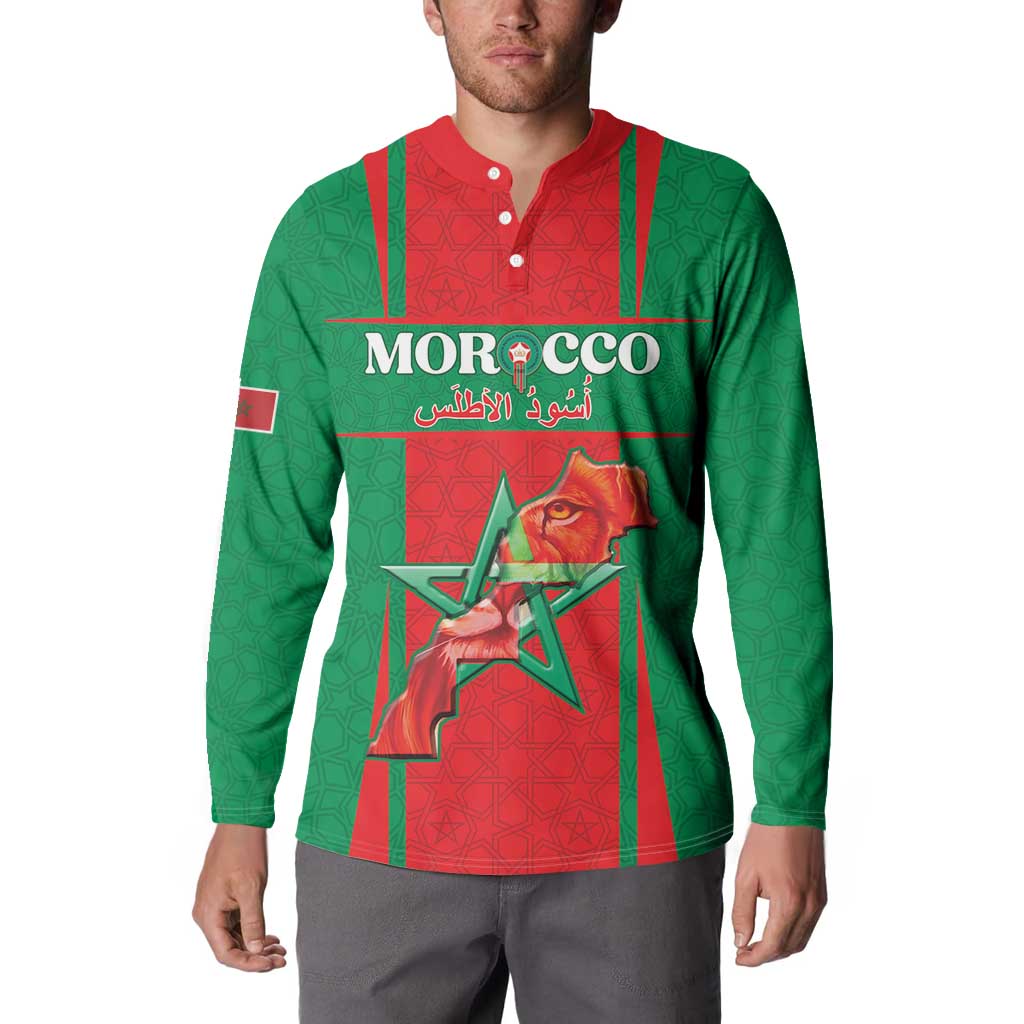 Custom Morocco Football Button Sweatshirt Go Champions Atlas Lions - Red - Wonder Print Shop